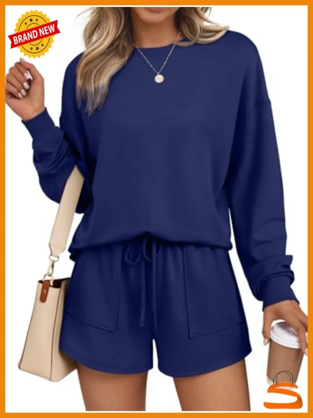 Lounge Set for Women Two Piece Sweat Shorts Pajama Matching Outfits with Pocket